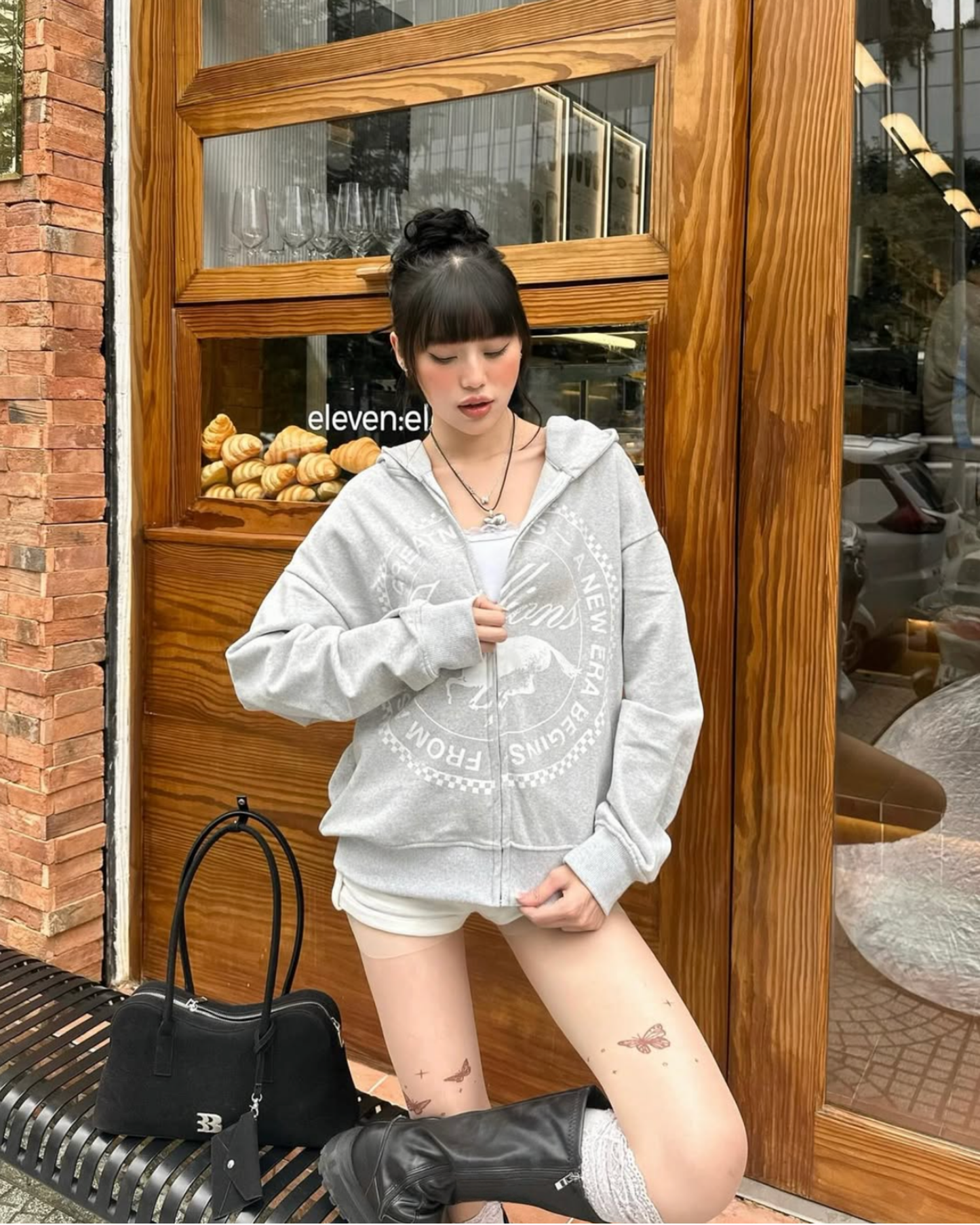 Reborn Hoodie Zip - Grey