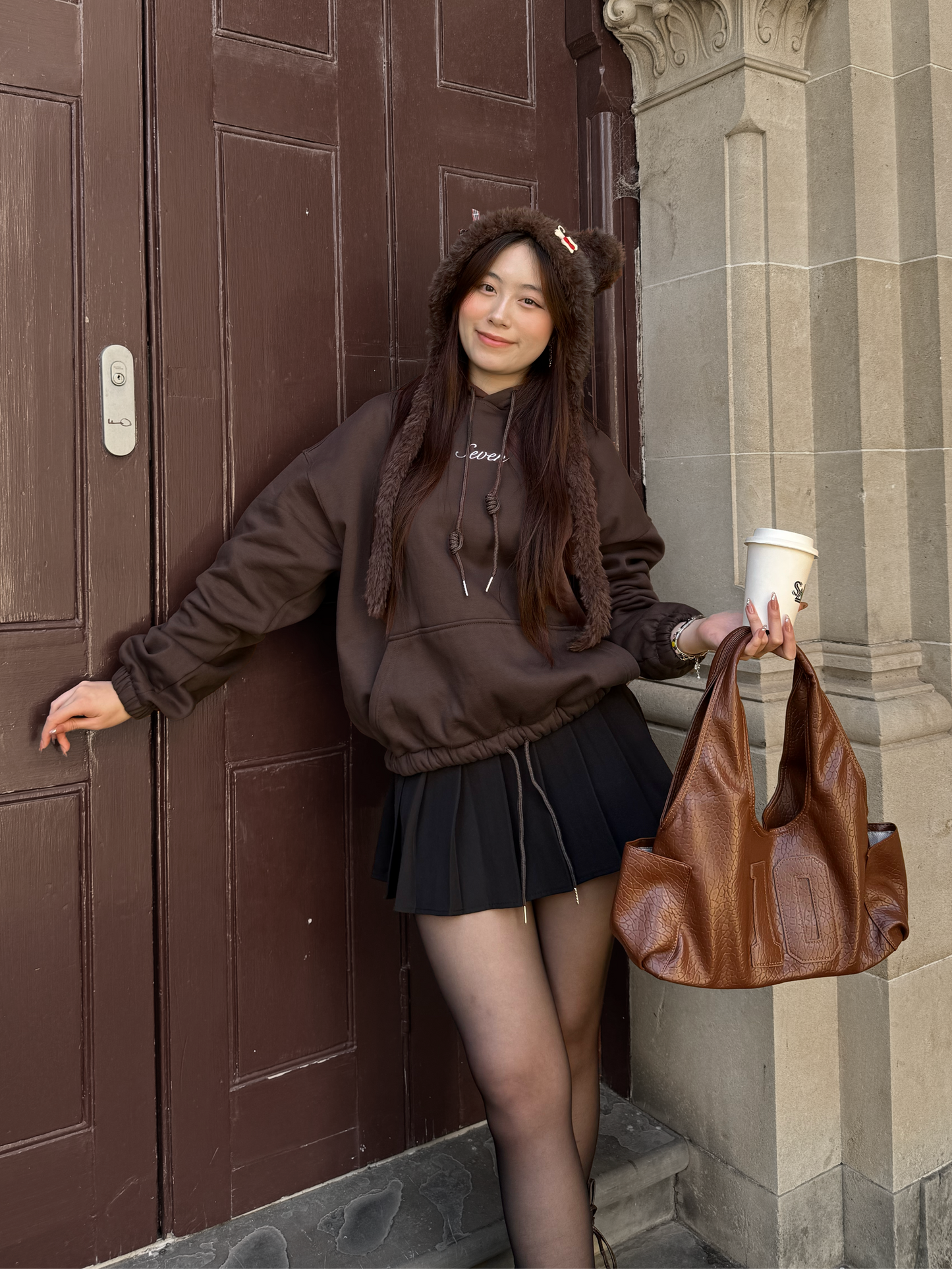 Seven Embroid Hoodie - Chocolate