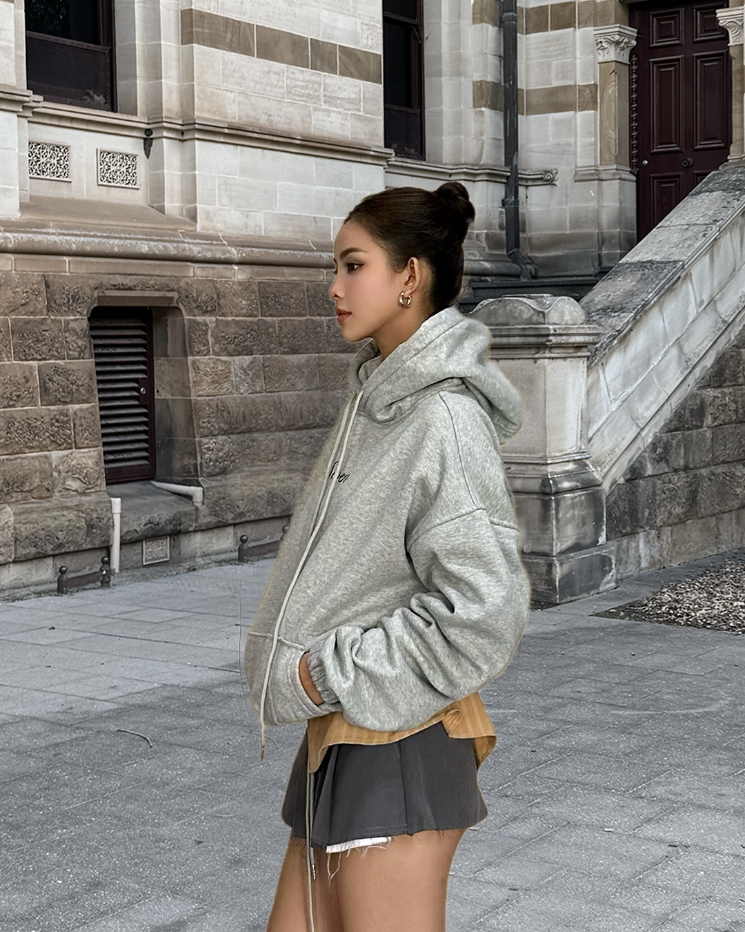 Seven Embroid Hoodie - Concrete Cloud