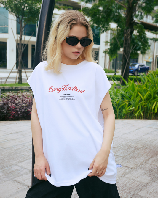 Everyday Heartbeat Tank Top -  White