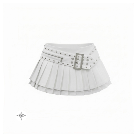 Translation missing: en.ASTERACEAE - Rebel Pleated Mini Skirt (White)