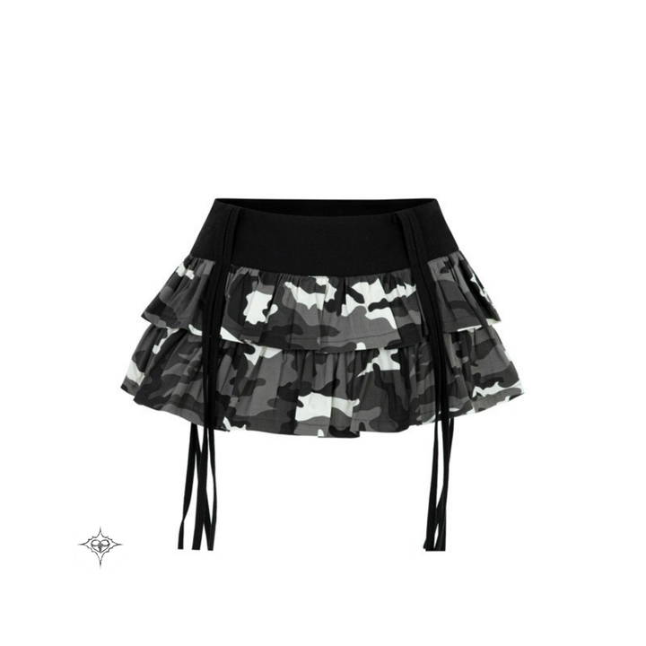 Translation missing: en.ASTERACEAE - Shadow Camo Ruffle Skirt (Grey Camo)
