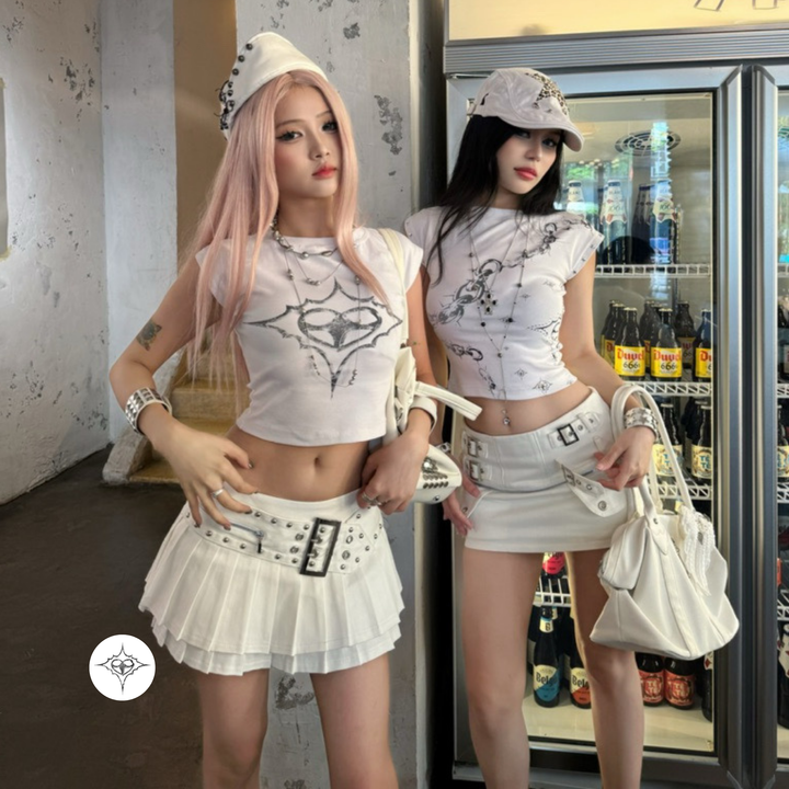 Translation missing: en.ASTERACEAE - Rebel Pleated Mini Skirt (White)