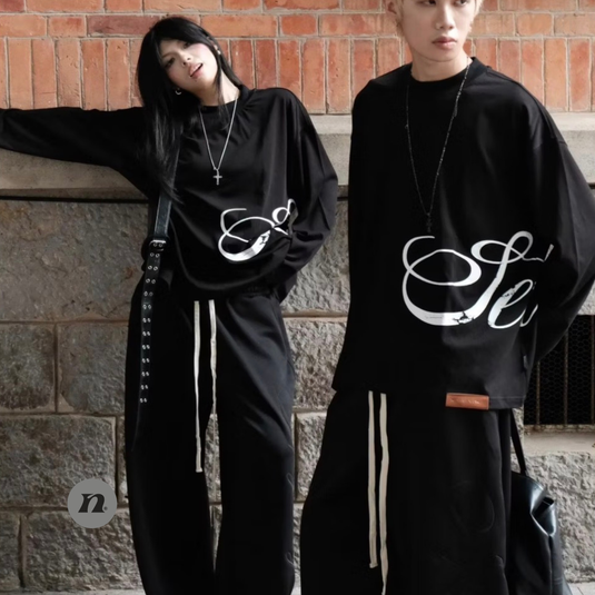 Translation missing: en.NEWSEVEN - Septgallery Long-sleeve Tops (Black)