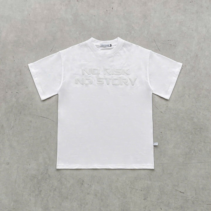 Translation missing: en.7M "NO RISK, NO STORY" Tee - White
