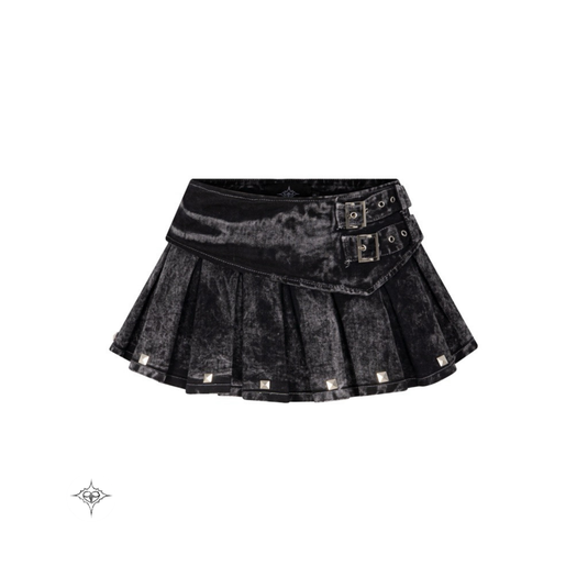 Translation missing: en.ASTERACEAE - Rebel Buckle Pleated Skirt (Washed Black)