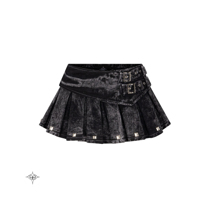 Translation missing: en.ASTERACEAE - Rebel Buckle Pleated Skirt (Washed Black)