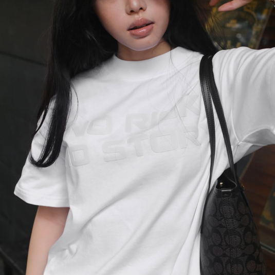 Translation missing: en.7M "NO RISK, NO STORY" Tee - White