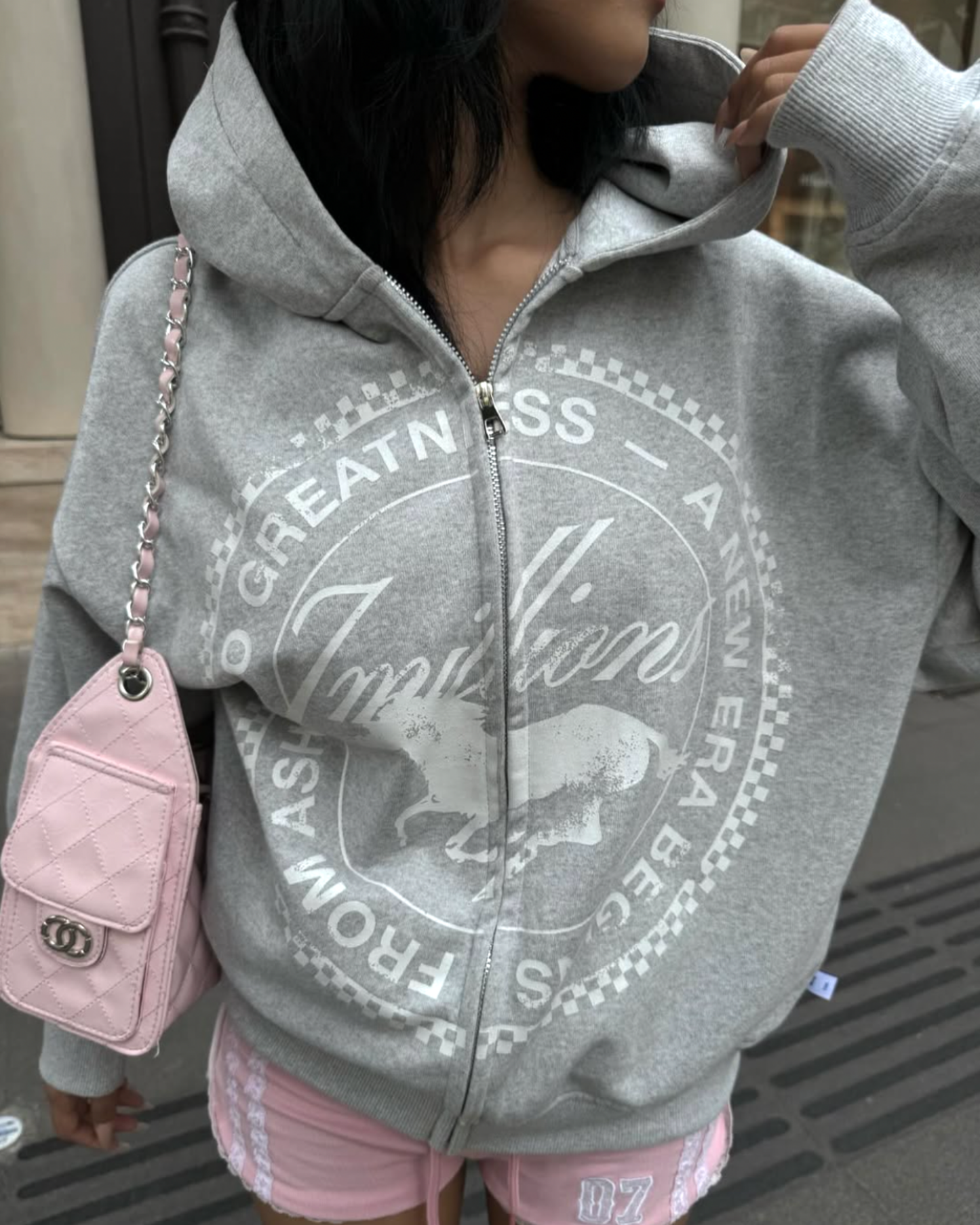 Reborn Hoodie Zip - Grey
