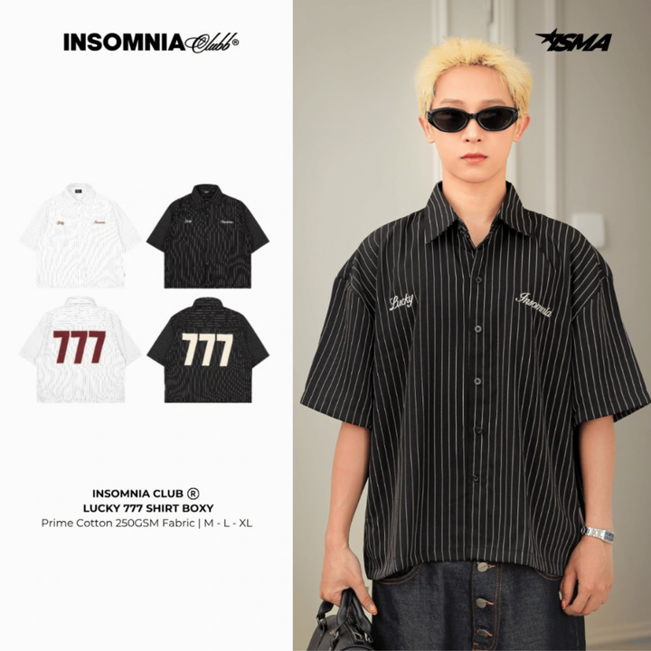 Translation missing: en.Insomnia Club - Lucky 777 Boxy Shirt (Black / White)