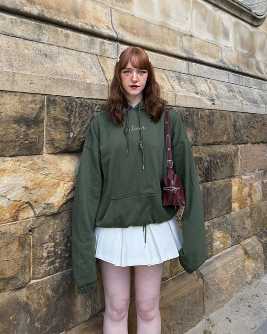 Seven Embroid Hoodie - Hunter Green