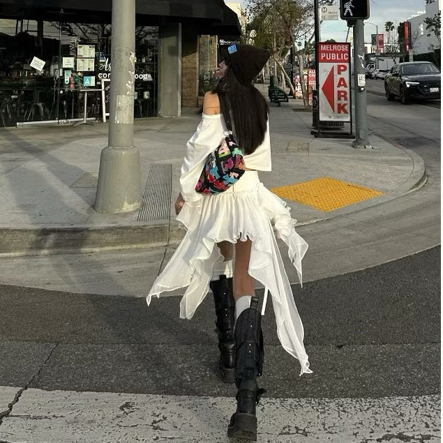 Translation missing: en.Y2K MAINANA - Asymmetric Ruffle Skirt