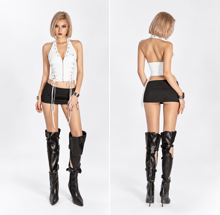 Translation missing: en.SISTERS - Rebel Lace-Up Top (White)